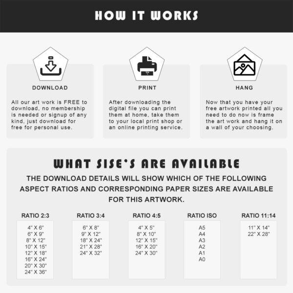 Download, print, frame, hang, aspect ratio and paper size instructions